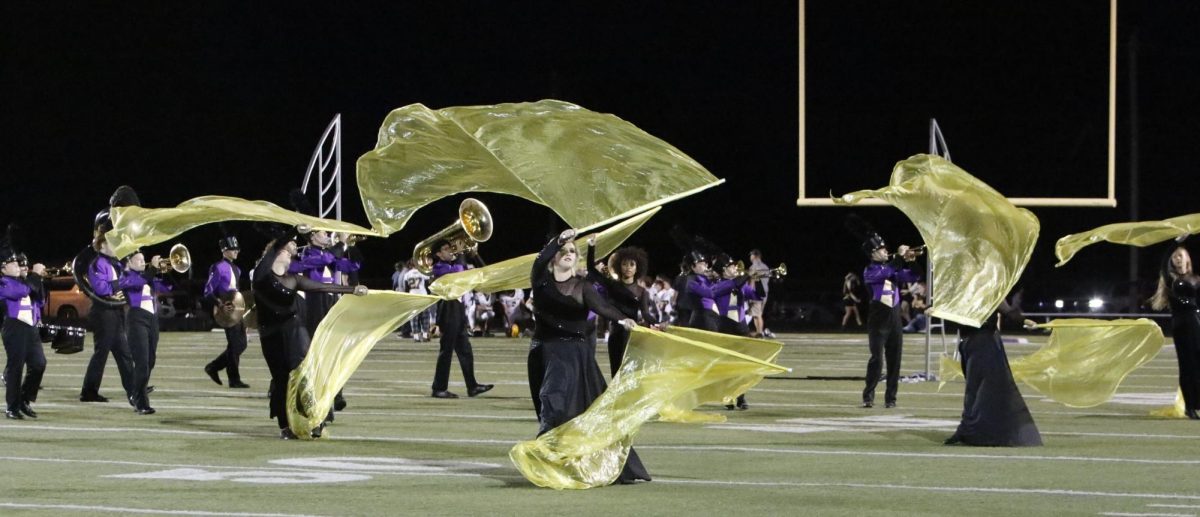 The color guard performs during halftime of last Friday's football game.