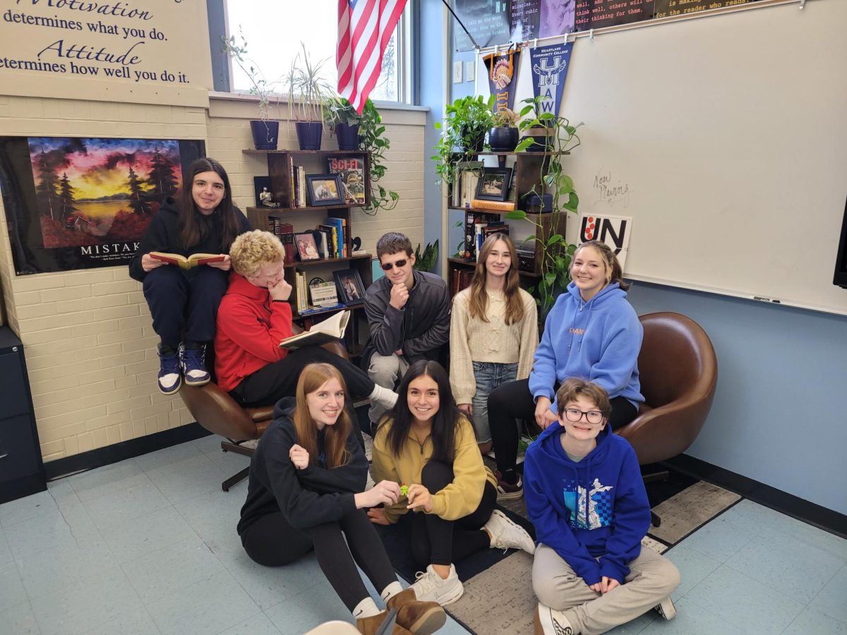 Members of the Journalism Club, L to R: Back, Gavin Ottengheime, Keaton Malcom, Michael Cornwall, Annalia Wahls, Olivia Payne. Front, Aaliyah Durcholz, Victoria Serna, Addison Sepich.
