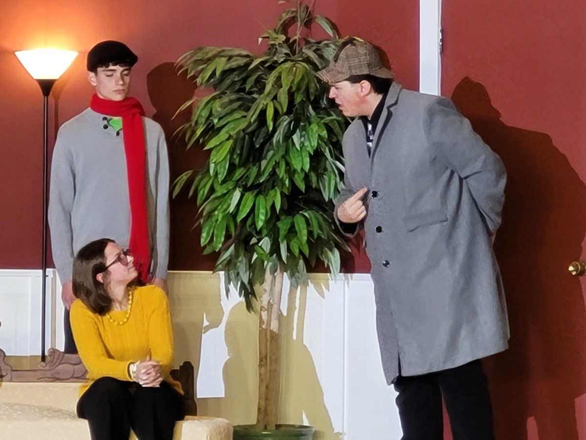 L to R: Weston Hodel, Kiersten Wheatley, and Brady Hill star in "The Murder Was Staged."